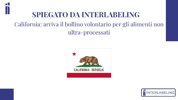 Bandiera della California, copertina dell'articolo sul bollino per gli alimenti non ultra-processati