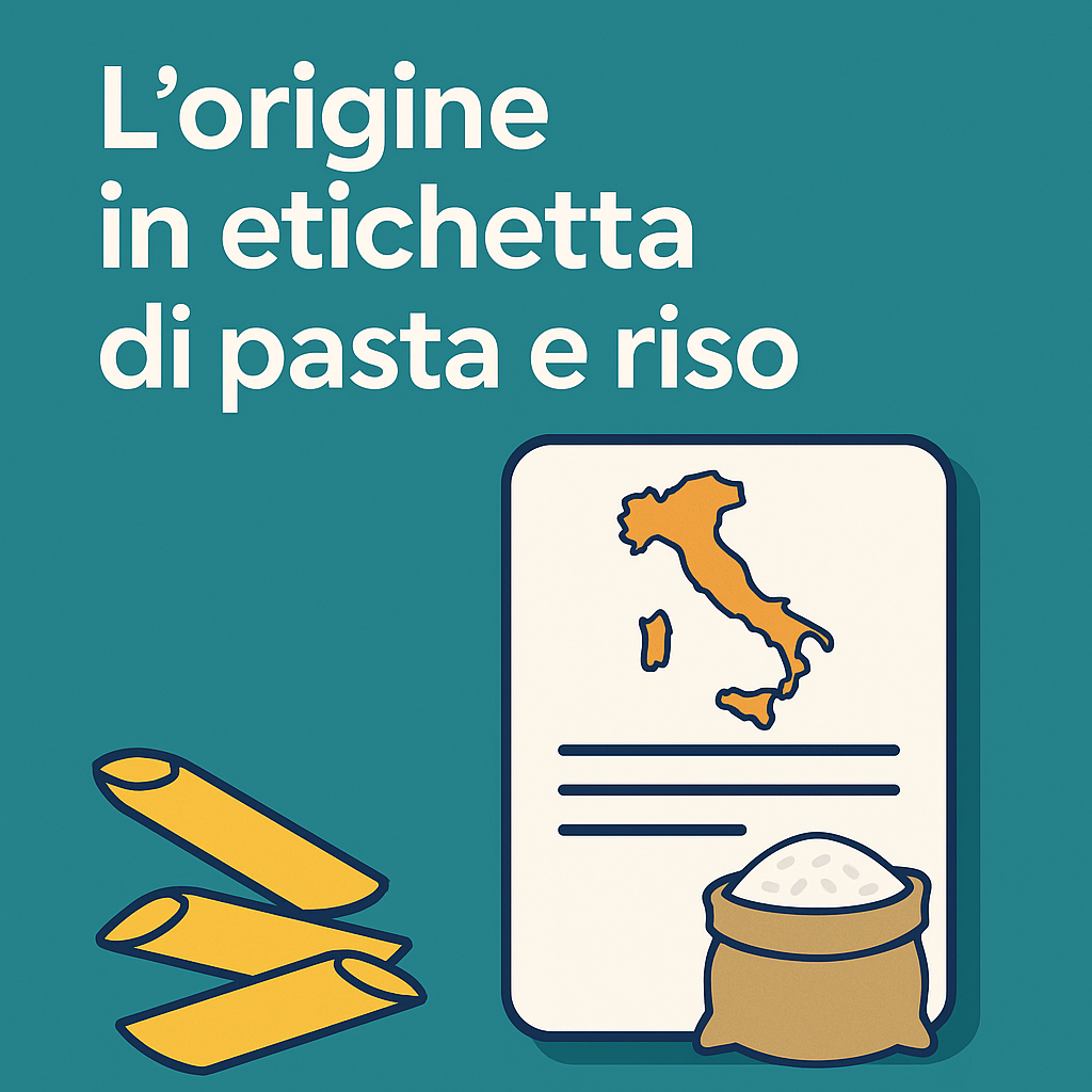 L'origine in etichetta di pasta e riso.